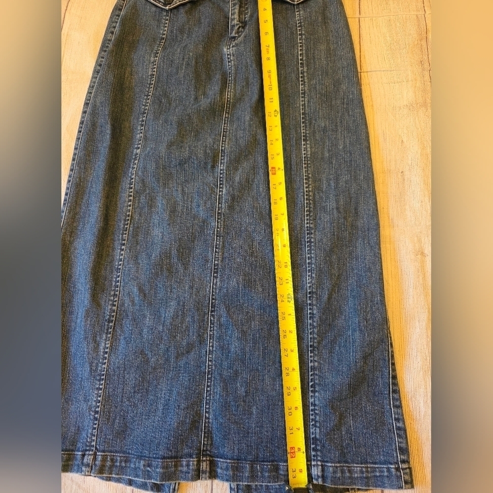 Eddie Bauer Size 10 Vintage Blue Denim Maxi Jean Skirt Gorpcore Country Farmcore - Picture 7 of 7
